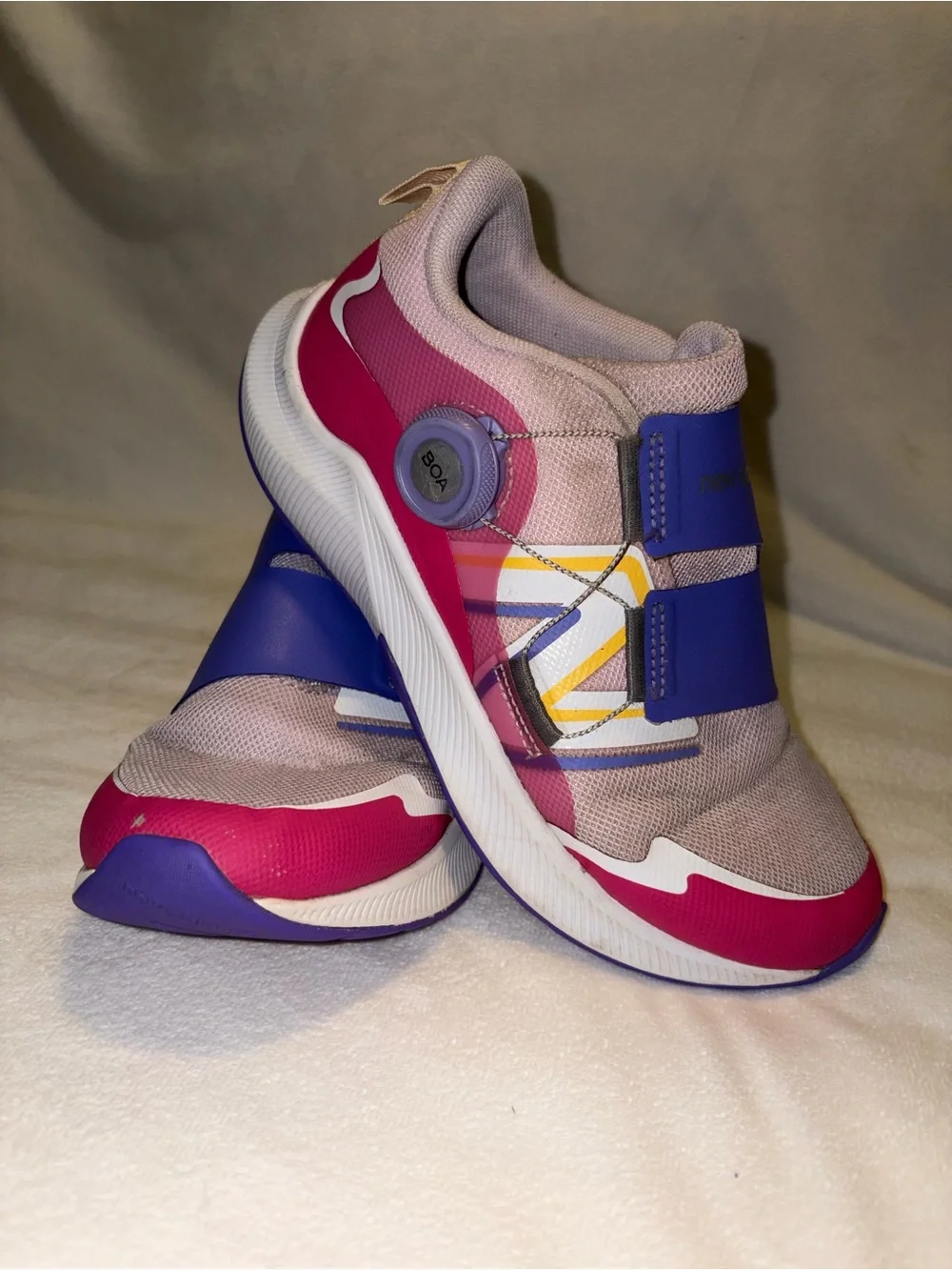 New Balance Girls Pink, Purple & Yellow BOA Sneakers girl size 4.5